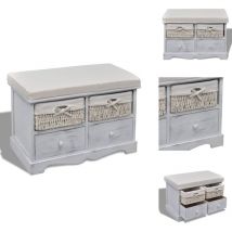 Banc de rangement Blanc 62x33x42 cm Bois de paulownia - Banc De Rangement - Banc Coffre - Meuble De Rangement - Mobilier De Jardin - Banc Extérieur