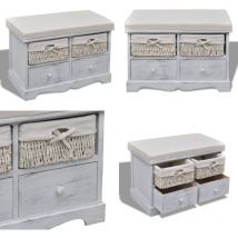 Vidaxl - Banc de rangement Blanc 62x33x42 cm Bois de paulownia - Banc De Rangement - Banc Coffre - Meuble De Rangement - Mobilier De Jardin - Banc