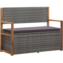 Maison Chic - Banc de rangement Coffre de rangement 110 cm Résine tressée et bois d'acacia Gris 59176