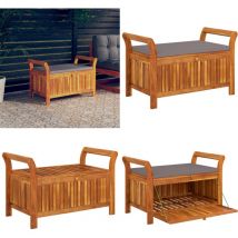 Banc de rangement de jardin avec coussin 91 cm Bois d'acacia - Banc De Jardin - Meuble De Jardin - Mobilier De Jardin - Banc De Rangement - Acacia