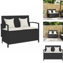 Banc de rangement de jardin avec coussin noir résine tressée - Banc De Rangement De Jardin - Bancs De Rangement De Jardin - Banc De Jardin - Banc