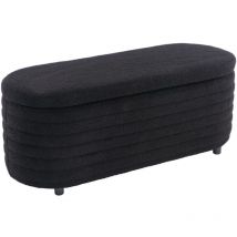 Banc de Rangement en Fausse Fourrure Banc d'entrée Pliable Coffre de Rangement d'une Capacité de 120L Banc Chaussure pour Salon, Noir