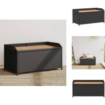 Banc de rangement noir résine tressée et bois d'acacia - Banc De Jardin - Banc De Rangement - Mobilier De Jardin - Résine Tressée - Coffre De