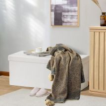 Banc de Rangement, Ottoman avec Espace de Stockage, Coffre de Rangement Intérieur Repose-Pieds, pour Salon, Chambre, Entrée(Blanc 76x38x38cm) - Bolli