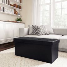 Banc de Rangement, Ottoman avec Espace de Stockage, Coffre de Rangement Intérieur Repose-Pieds, pour Salon, Chambre, Entrée(Noir 110x38x38cm) - Bolli
