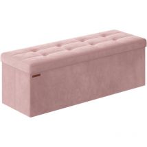 Songmics - Banc de Rangement, Pouf en Velours, avec Couvercle, avec 2 Boîtes, Séparateur Amovible, 38 x 110 x 38 cm, Capacité de Charge 300 kg, pour