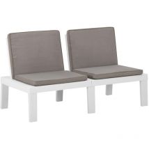 Banc de salon de jardin,Banquette de jardin avec coussin Plastique Blanc CFW27507
