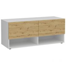 Banc de stockage 2 tiroirs 108,9x41,7x46,1cm Blanc chêne artisanal FMD