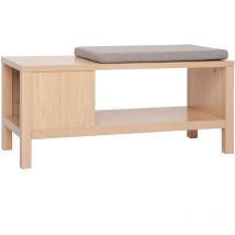 Miliboo - Banc d'entrée avec rangement finition bois clair chêne avec coussin banquette grège L100 cm gumby