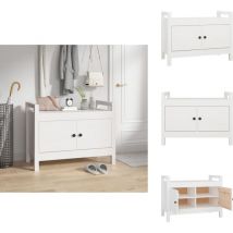 Banc d'entrée Blanc 80x40x60 cm Bois de pin massif - Banc D'entrée - Banc Coffre - Meuble D'entrée - Rangement Intérieur - Banc Design