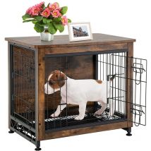 Cage Pour Chien En Bois - Banc Pour Chien - Cage De Style Meuble Pour La Maison - Cage Chien Interieur Avec 2 Portes - Niche Moderne Pour Chien