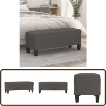 Banc Gris 100x35x41 cm Similicuir - Banc Entrée - Banc Tissu - Banc Moderne - Banc Design - Banc Gris