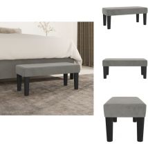 Banc Gris clair 70x30x30 cm Velours - Banc Design - Banc Moderne - Banc Velours - Banc Entrée - Banc Chambre