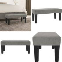 Banc Gris clair 70x30x30 cm Velours - Banc Design - Banc Moderne - Banc Velours - Banc Entrée - Banc Chambre - Home & Living