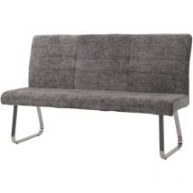 Banc HHG-221, Banc de salle à manger, inox brossé Tissu/Textile Chenille Öko-Tex, 180cm, gris foncé