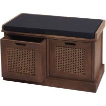 Banc HHG 809, banc rembourré Banc de vestiaire 47x75x40cm, marron, rembourrage noir