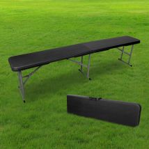 Skylantern - Banc Pliable Noir 180cm - Banc Pliant pour Table de Camping - Banc Pliable Résistant Idéal pour camping, baptêmes, mariages,