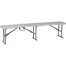 MaxxGarden Banc Pliante 183x28x43 cm - Table de Jardin - Banc Table Camping Pliante - Table Jardin Exterieur - Table Pliable - Blanc - White