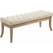 CLP - Banc de Chesterfield en cuir écologique et en bois clair Entrée de banc élégant Entrée de différentes couleurs Couleur : Crème