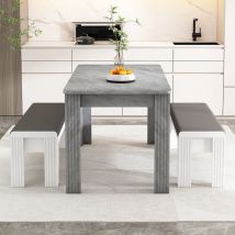 Hauss Spole - Banc rembourré 2 places 98.5x30x48 cm en pu, gris et blanc - 2 pcs