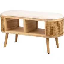 Nordlys - Banc Style Boheme en Bois et Cannage