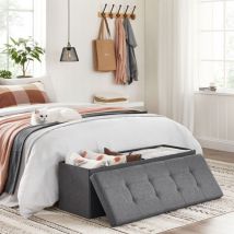 Keepbuying - Banc Tabouret Boîte de Rangement Polyester Commode Pliable - 110 x 38 x 38cm - Gris foncé