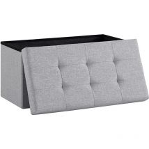Banc Tabouret Boîte de Rangement Polyester Commode Pliable - 76 x 38 x 38cm - Gris Clair