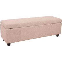 Mendler - Banc/banquette/coffre de rangement Kriens, 112x45x45cm, tissu, beige
