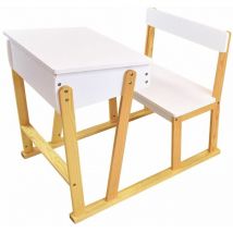 Banchetto Scrivania con sedia in legno Scandiwood - Bianco