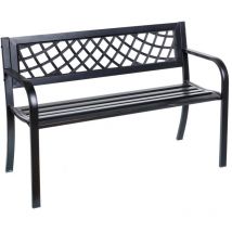Lolahome - Banco para jardín de Acero Negro con Respaldo de Resina - - Negro