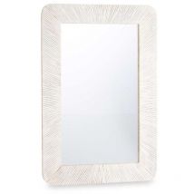 Gift Decor - Espejo de Pared Blanco Marrón Madera de Mango Rayas 90 x 60 x 2 cm