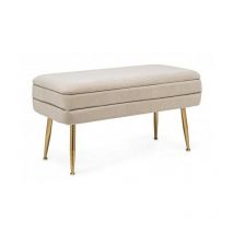 Bizzotto - Banco contenedor beige con pies 79,5 x 37,5 x 42h cm
