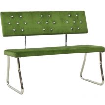 Décoshop26 - Banco con respaldo 110 cm en terciopelo verde claro con botones decorativos y metal cromado DEC024991