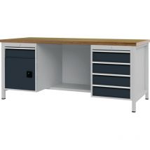 Bedrunka+hirth - Banco da lavoro grigio antracite. ral 7016 L2000xH859xP750 mm Faggio multiplex 40 mm 5 cassetti