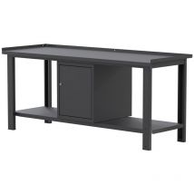Sogi - Banco da lavoro X3N116A - 2 m - piano in acciaio - armadio con anta - grigio antracite