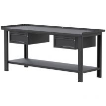 Sogi - Banco da lavoro X3N117A - 2 m - piano in acciaio - 1 + 1 cassetti - grigio antracite
