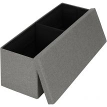Klihome - Banco con almacenaje 117L en lino 110x37,5x37,5 cm gris oscuro