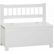 Banco de almacenamiento arcón infantil de madera blanca - 74,5 x 34 x 64cm - Wellhome