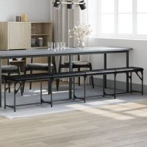 Design In - Banco de comedor acero y cuero sintético negro 248x32x45 cm vidaXL