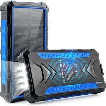 Banco de energía solar de 36000 mAh, cargador solar inalámbrico Qi, 2 USB y 1 cargador rápido tipo C, cargador de teléfono móvil de emergencia IP66
