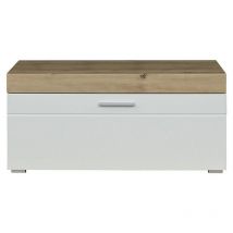 Banco de entrada 1 abatible decorado roble y blanco brillante L91 cm - Amanda