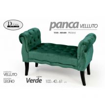 Banco de noche de terciopelo verde cm 100x 40 x 61 h