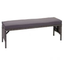 Nunca usado] Banco de polirratán HHG-795, banco de jardín banco de ratán, gastronomía 112cm, gris, cojines gris oscuro