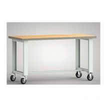 Lutz Blades - Banco de trabajo A1500xF700xH840mm haya multiplex gris claro ruedas fijas y giratorias, vg P125mm