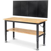 Maerex - Banco de trabajo con 2 estantes 122x50,8cm, regulable en altura, mesa de trabajo con placa perforada