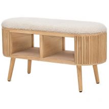 Banco en madera y lana blanco