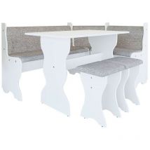 Banco esquinero Reading 100, Blanco + Alfa 13, Aglomerado laminado, Tapiz