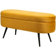 Nordlys - Banco estilo escandinavo en acero y terciopelo amarillo