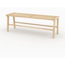 Rendez-vous Déco - Banco 120 cm de madera de teca y rejilla de ratán - Kuna