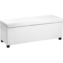 Corium Banco Ottomane para almacenaje tapizado cuero sintético 119 x 38 x 45 cm - Blanco neu.holz - blanco